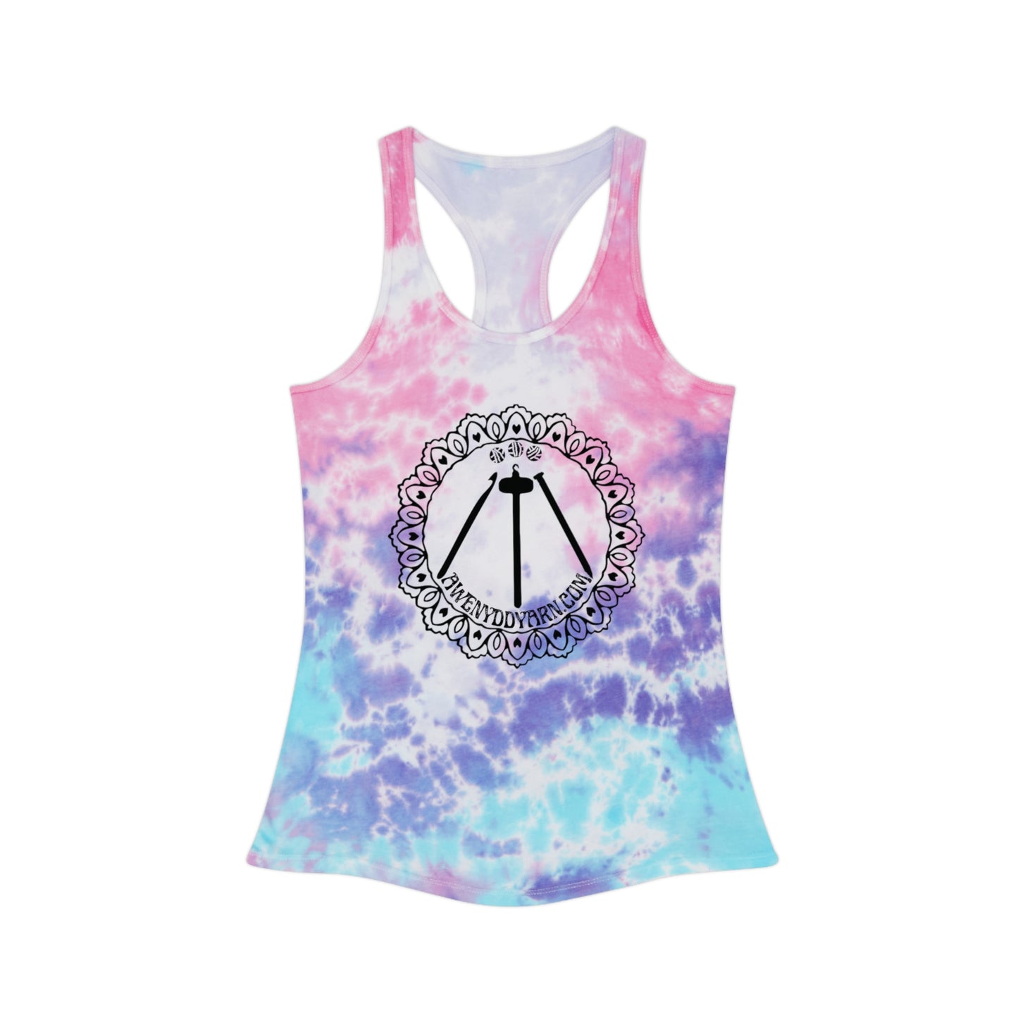 Bohemian Tie Dye Racerback Tank Top with Logo Design
