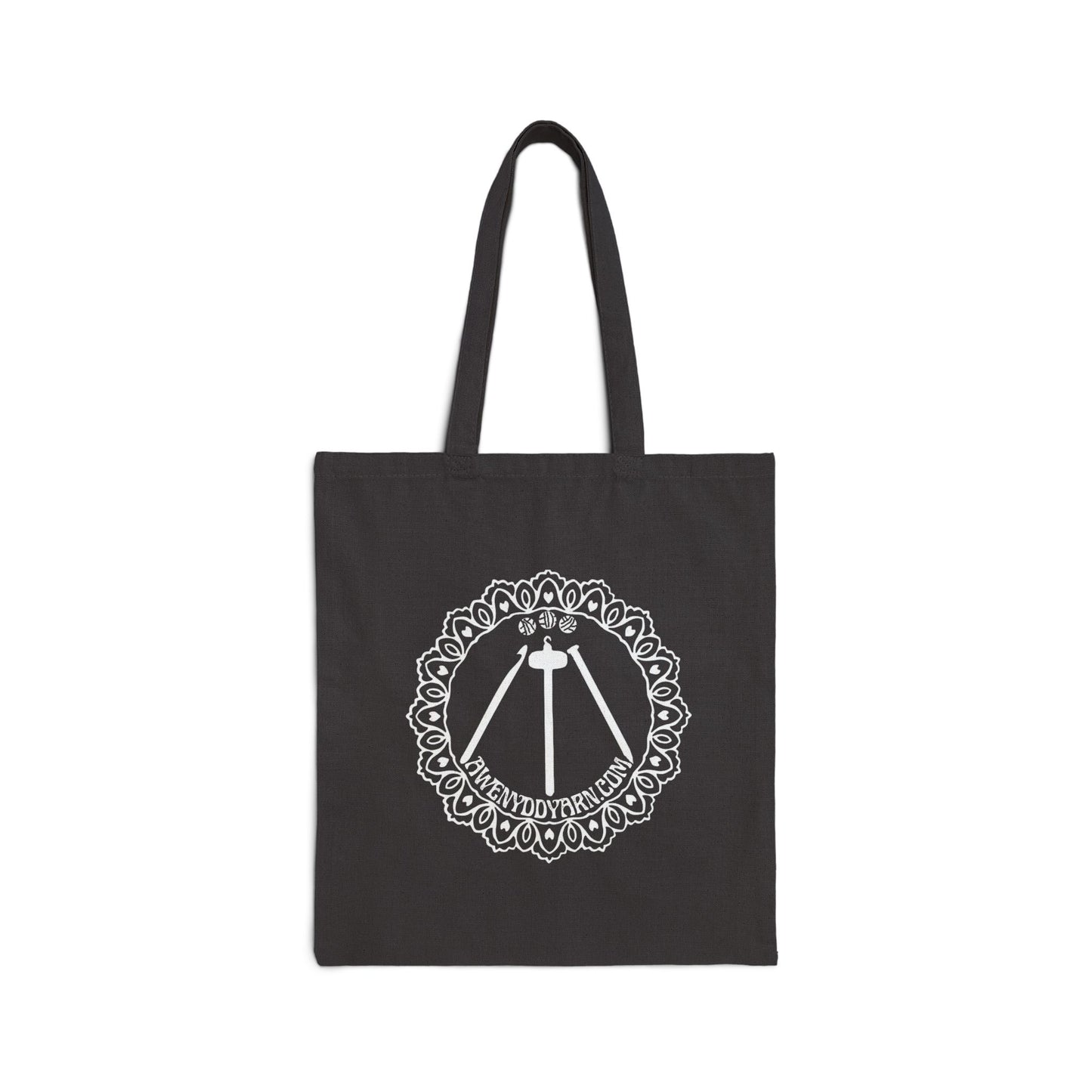 Awenydd Logo Black Cotton Canvas Tote Bag - Perfect for Crafters and Eco-Friendly Shopping