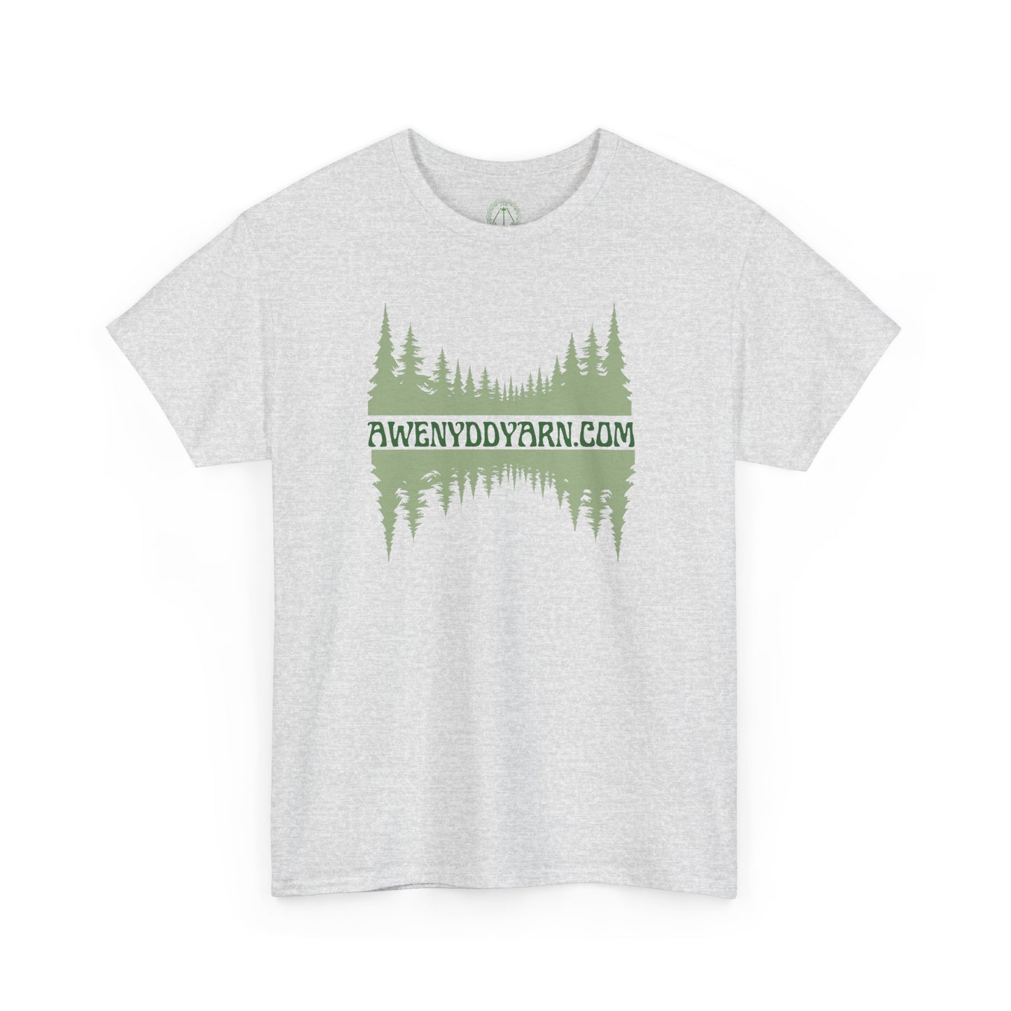 Nature-Inspired Unisex Cotton Tee - Green Awenydd Yarn Design