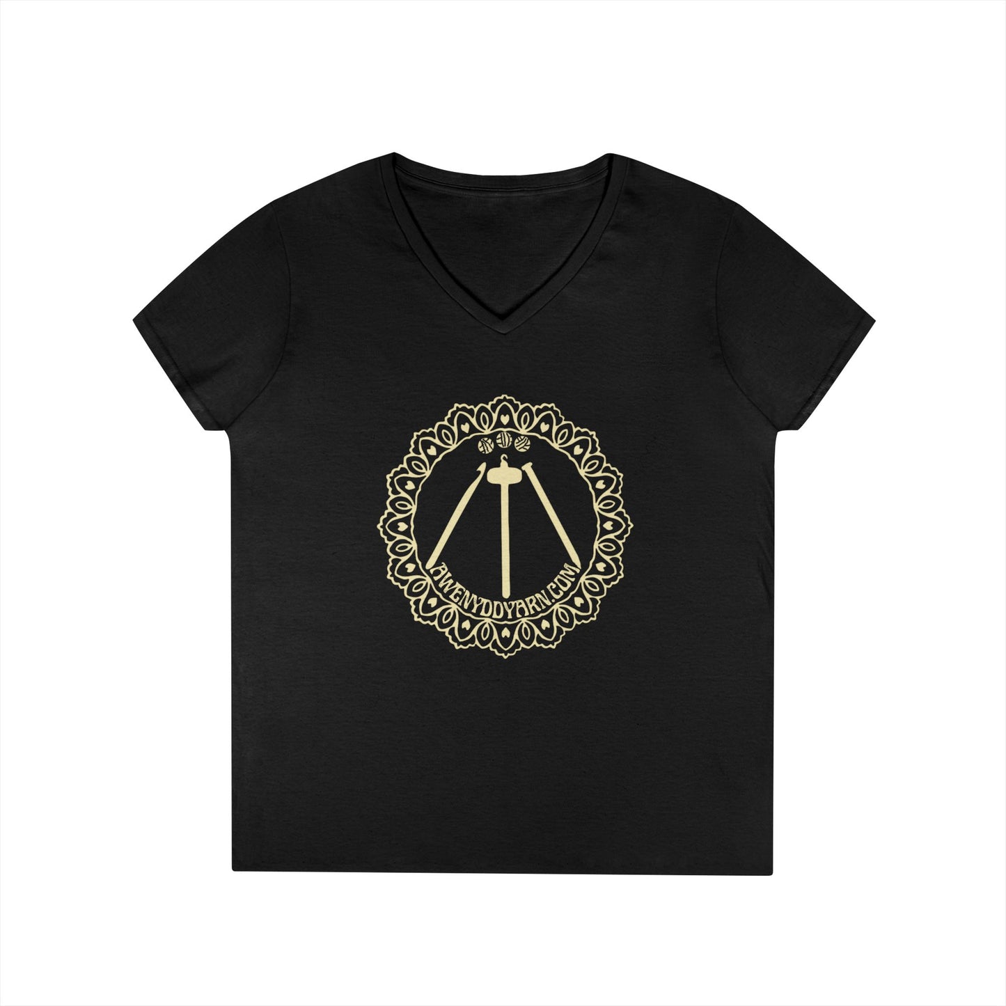 Ladies' V-Neck T-Shirt with Yellow Logo