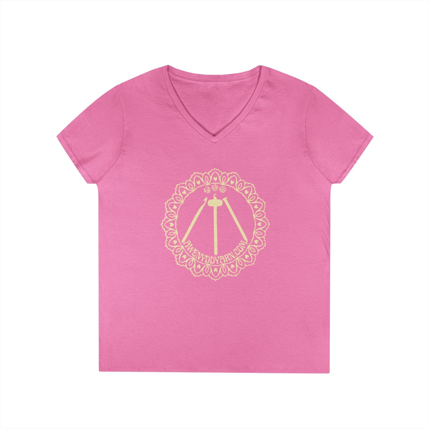 Ladies' V-Neck T-Shirt with Yellow Logo