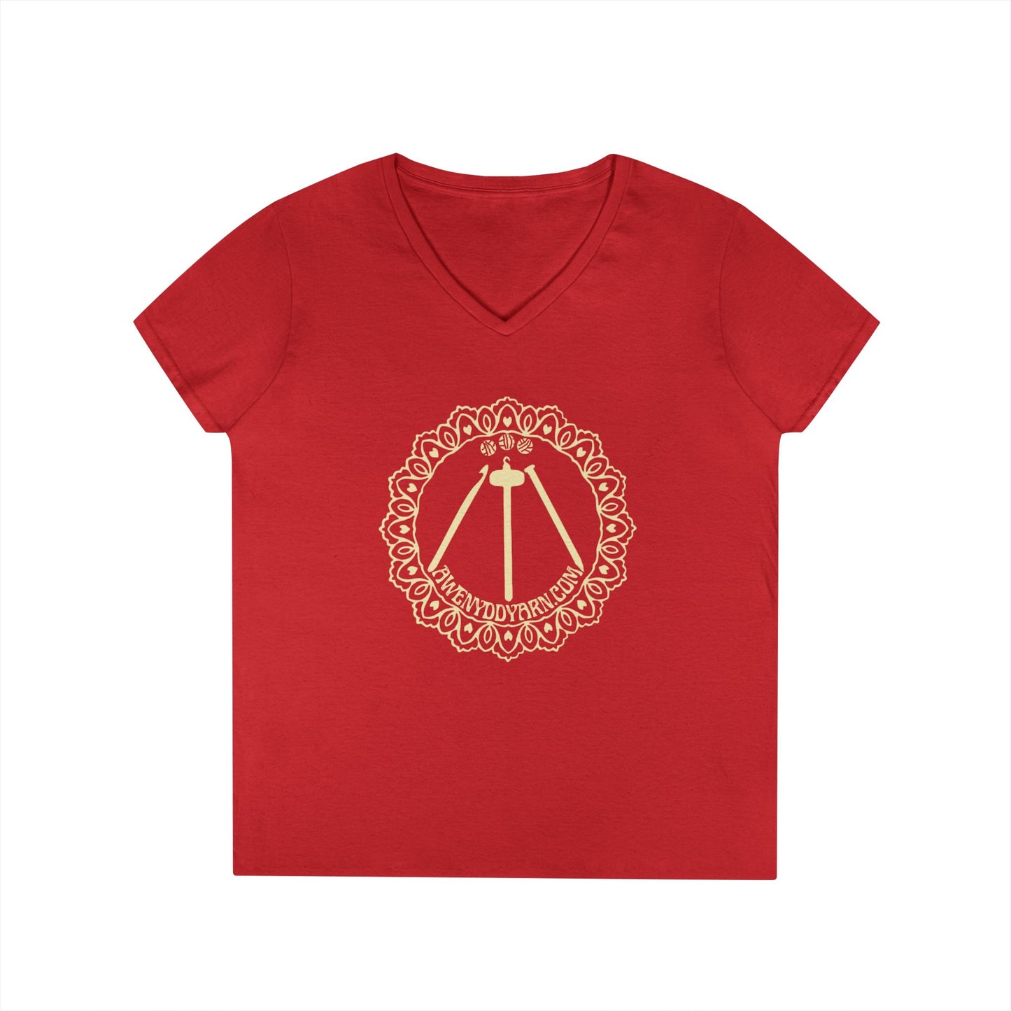Ladies' V-Neck T-Shirt with Yellow Logo