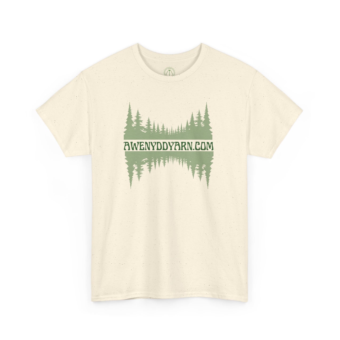 Nature-Inspired Unisex Cotton Tee - Green Awenydd Yarn Design