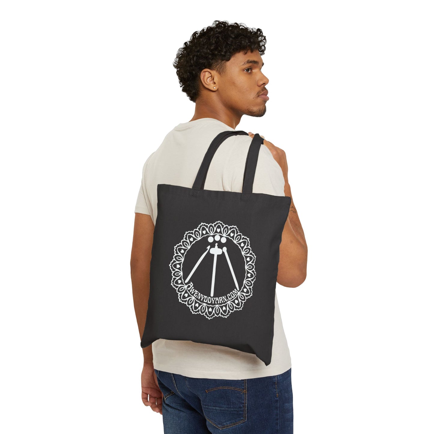 Awenydd Logo Black Cotton Canvas Tote Bag - Perfect for Crafters and Eco-Friendly Shopping