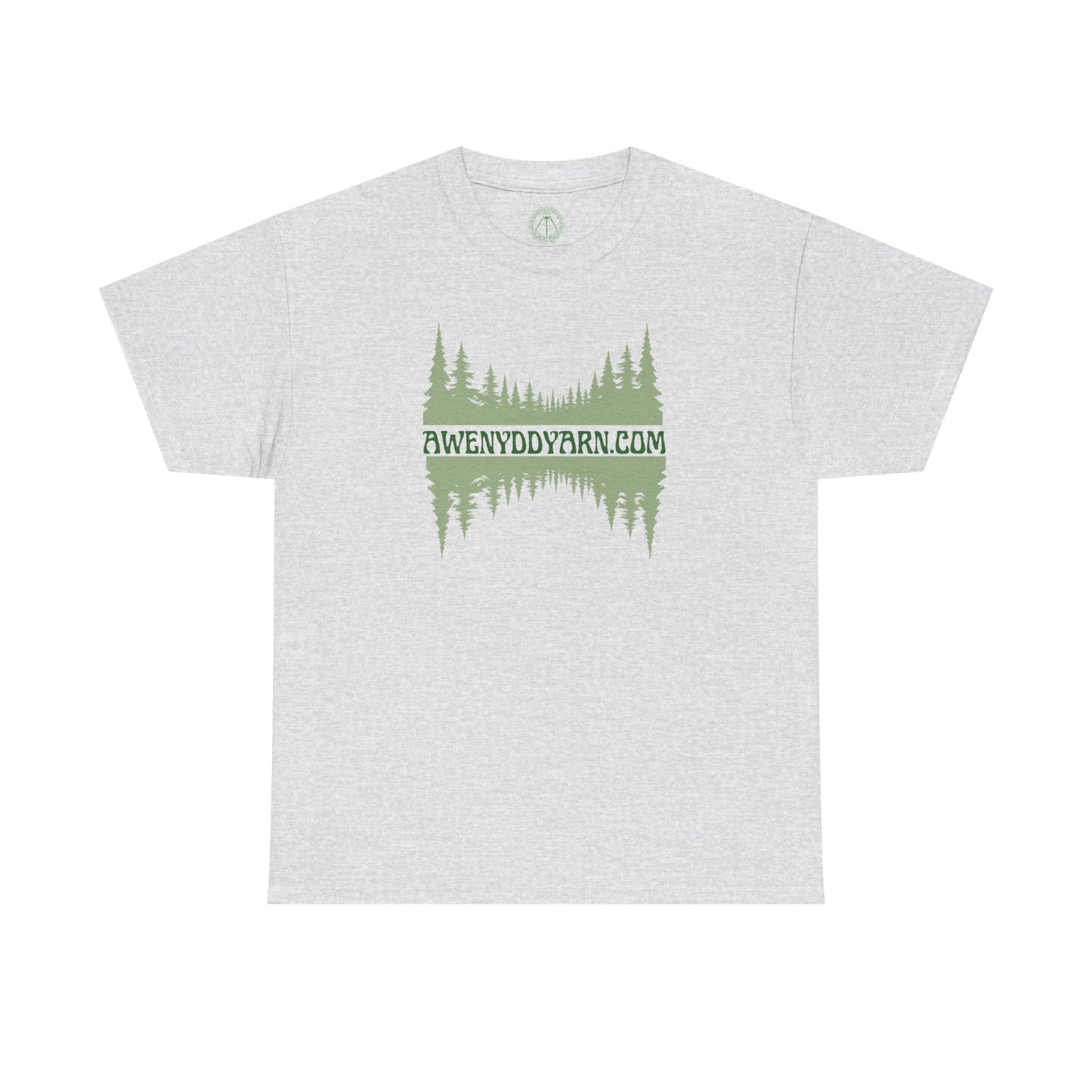 Nature-Inspired Unisex Cotton Tee - Green Awenydd Yarn Design