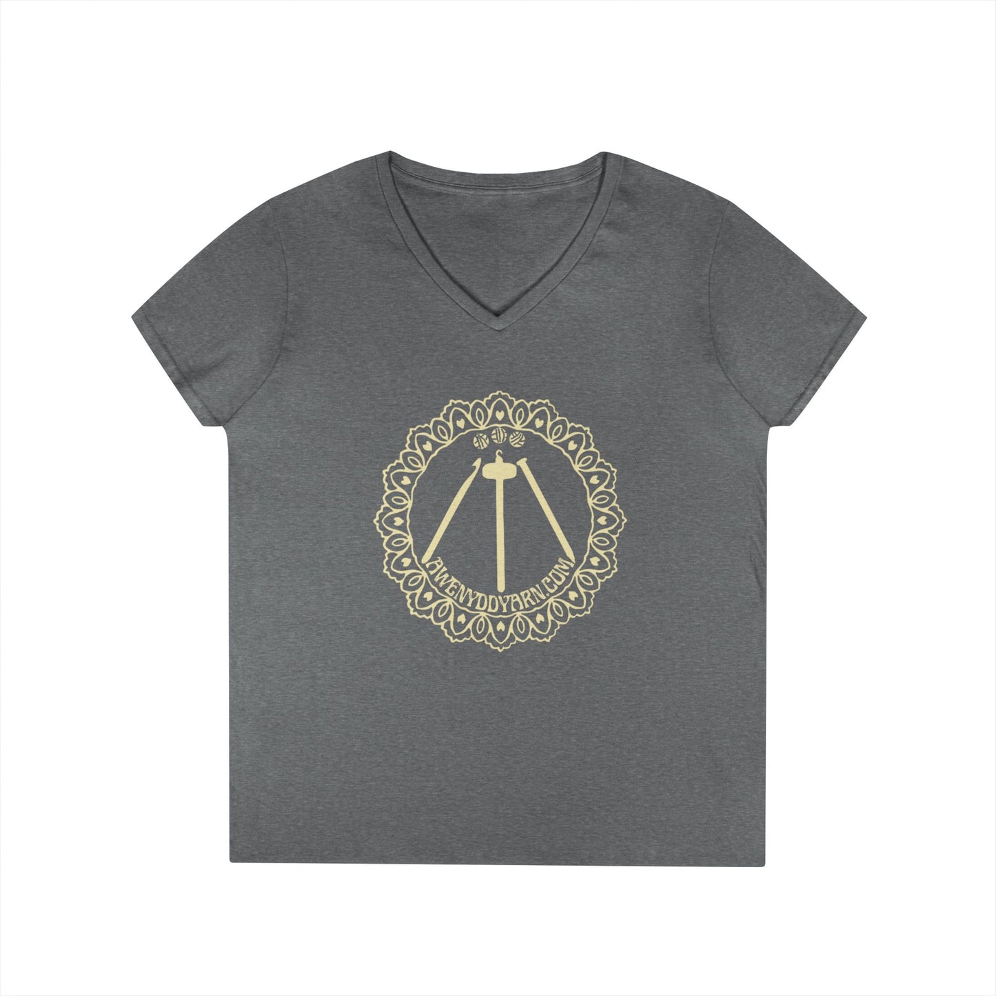 Ladies' V-Neck T-Shirt with Yellow Logo