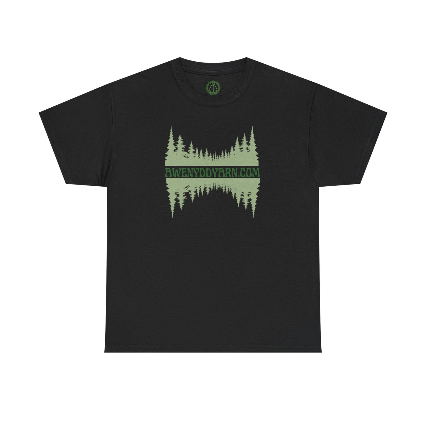 Nature-Inspired Unisex Cotton Tee - Green Awenydd Yarn Design