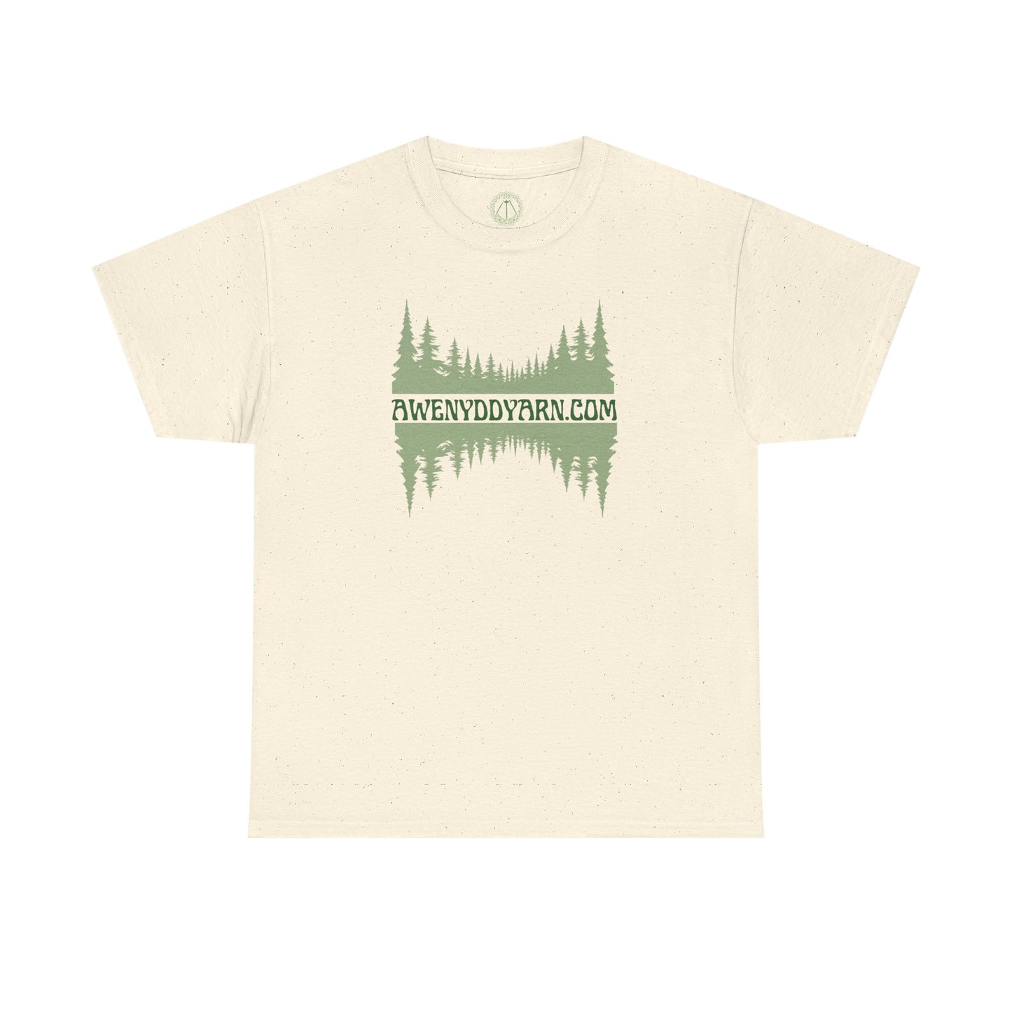 Nature-Inspired Unisex Cotton Tee - Green Awenydd Yarn Design