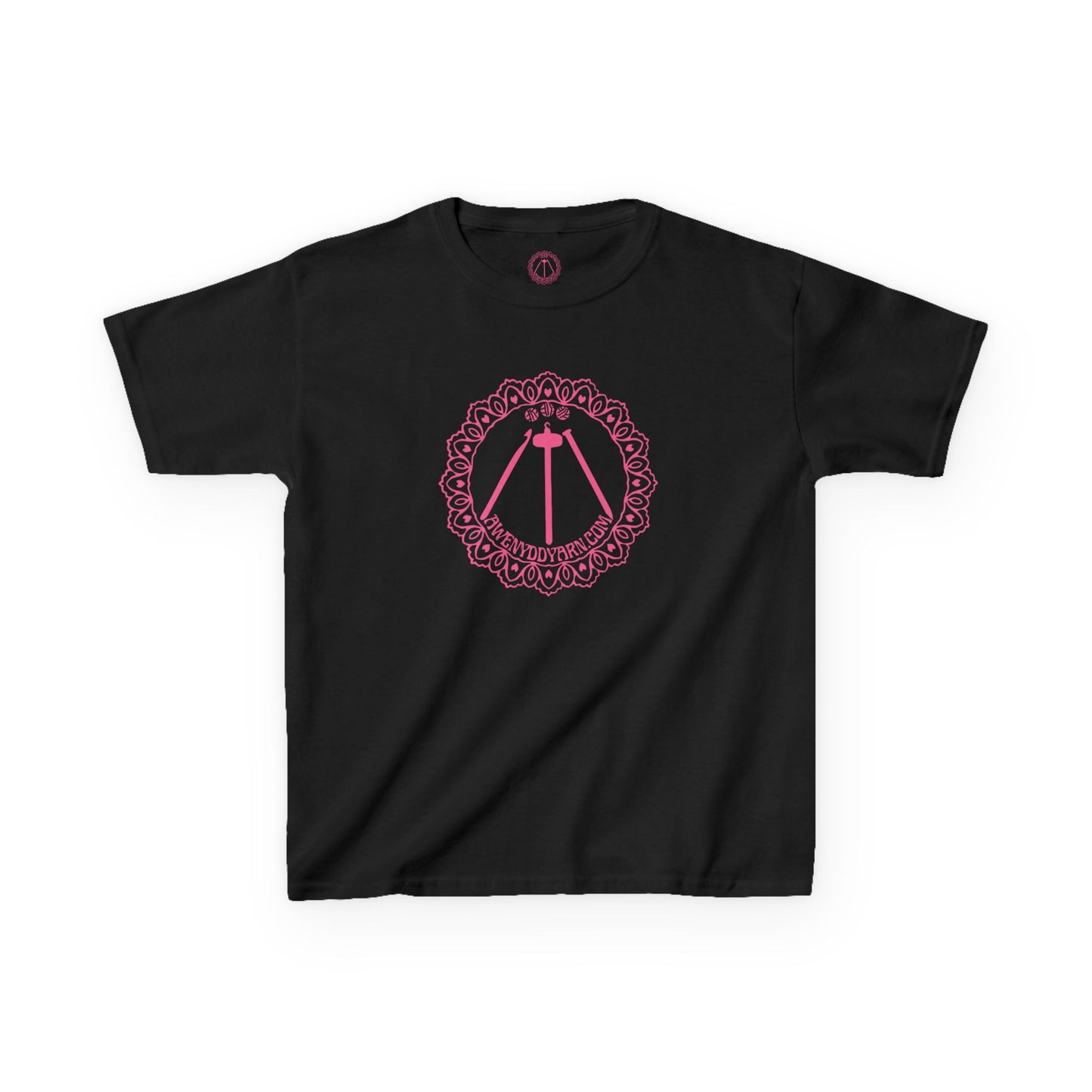 Kids Heavy Cotton Tee - Pink Awenydd Logo