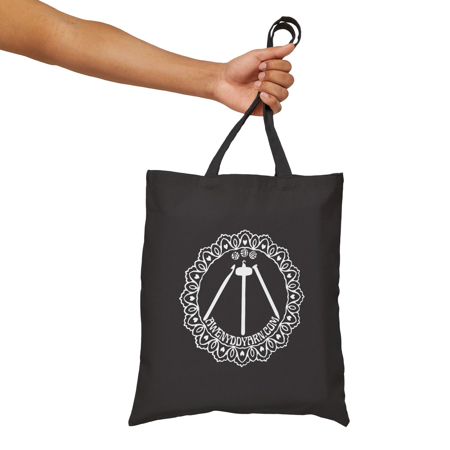 Awenydd Logo Black Cotton Canvas Tote Bag - Perfect for Crafters and Eco-Friendly Shopping