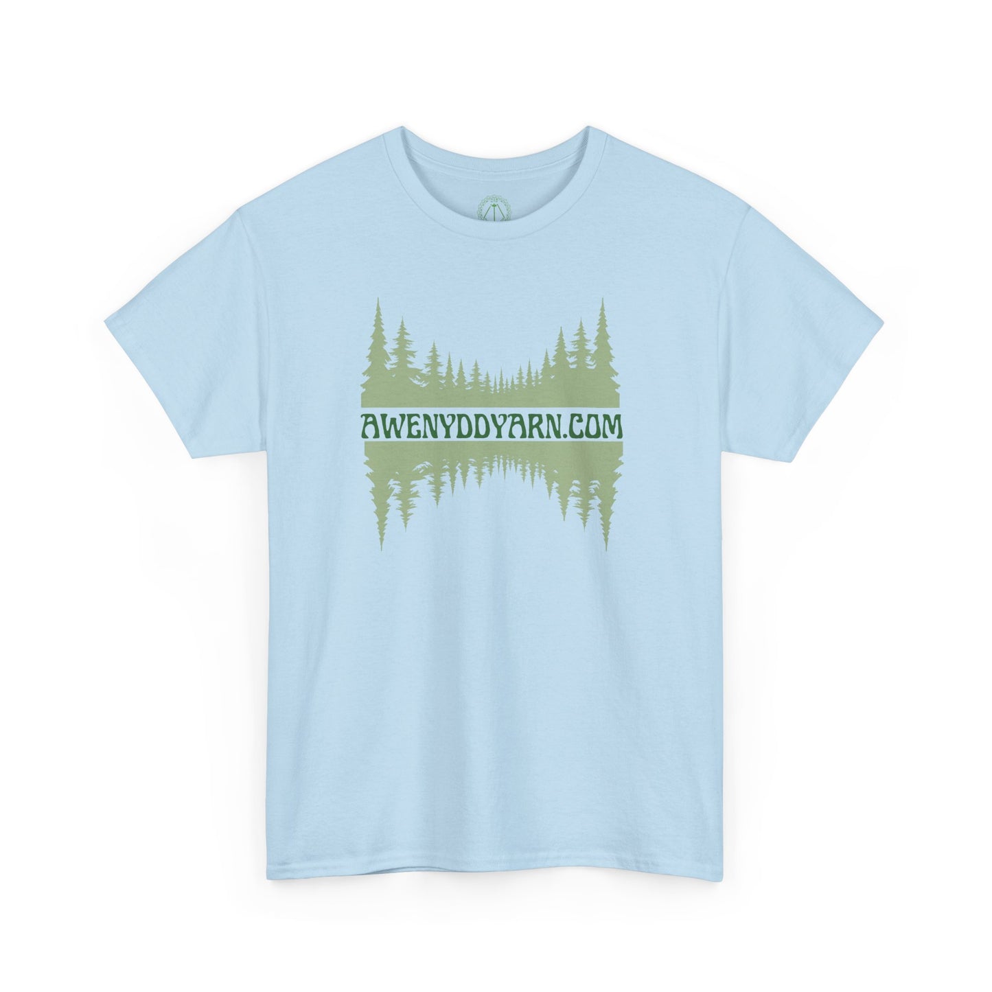 Nature-Inspired Unisex Cotton Tee - Green Awenydd Yarn Design