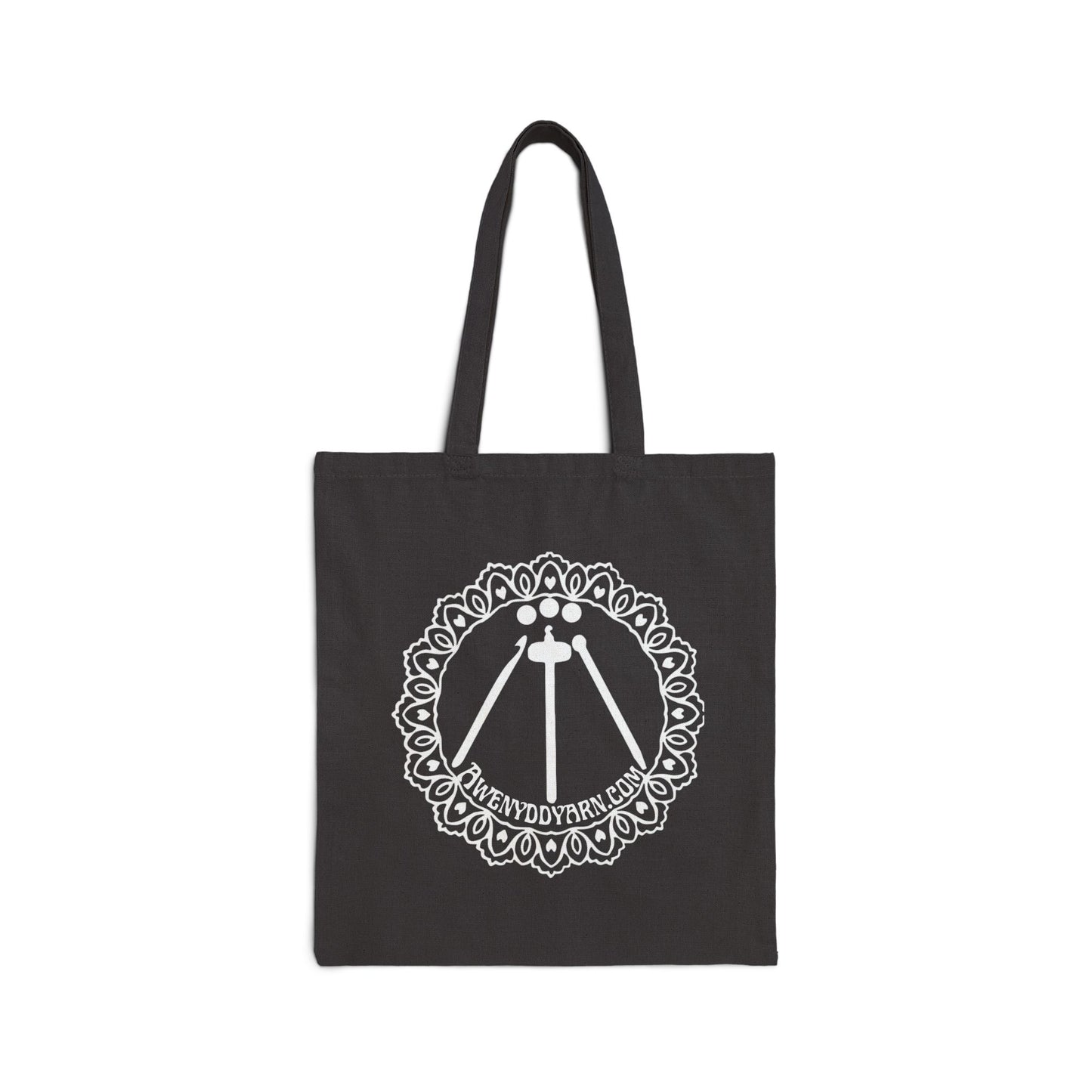 Awenydd Logo Black Cotton Canvas Tote Bag - Perfect for Crafters and Eco-Friendly Shopping