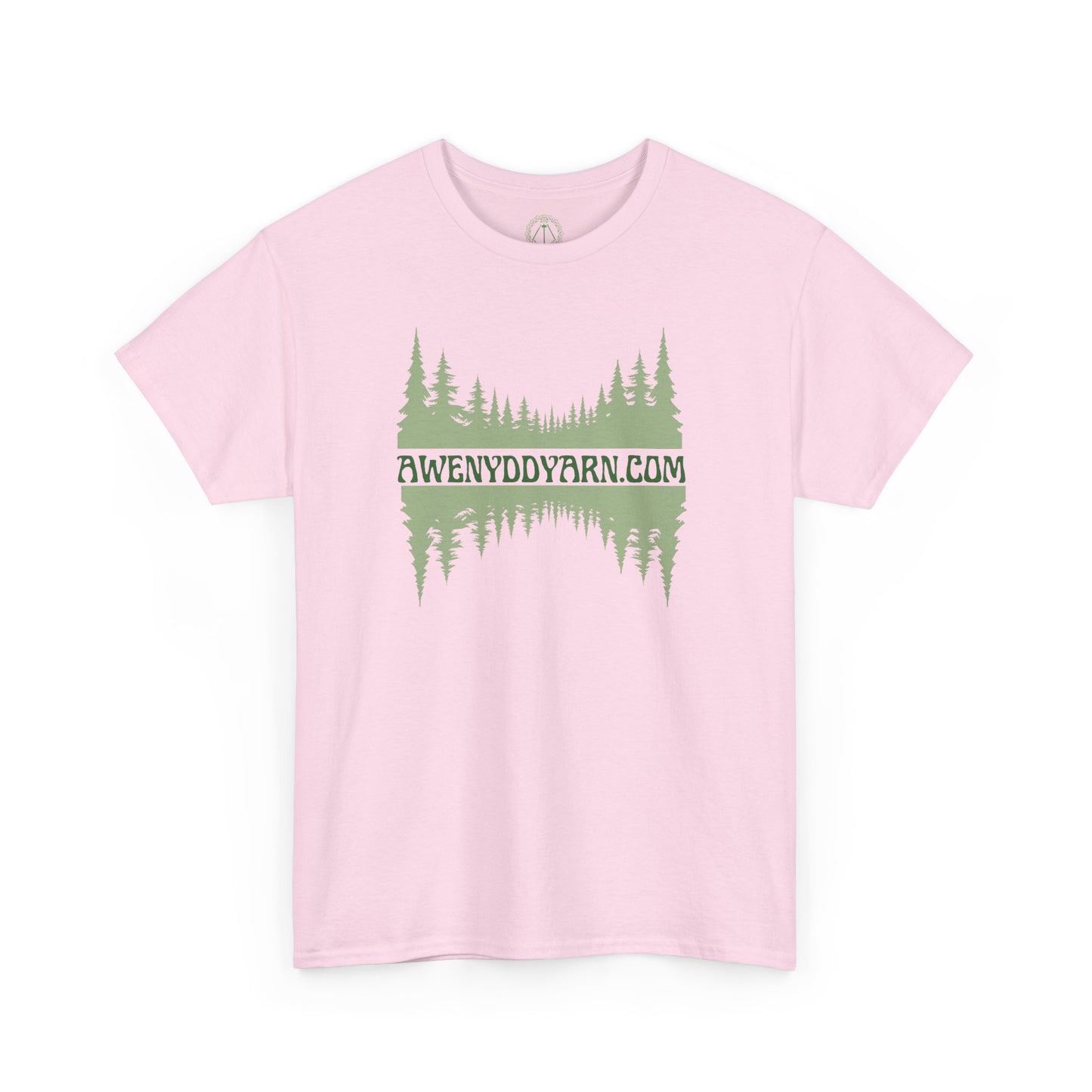 Nature-Inspired Unisex Cotton Tee - Green Awenydd Yarn Design