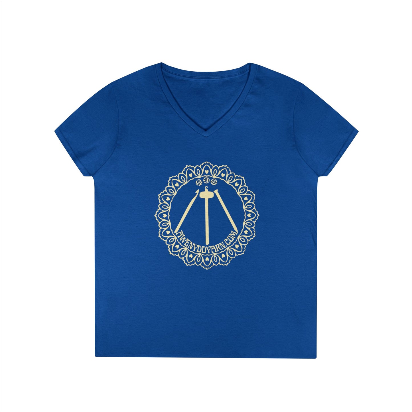 Ladies' V-Neck T-Shirt with Yellow Logo