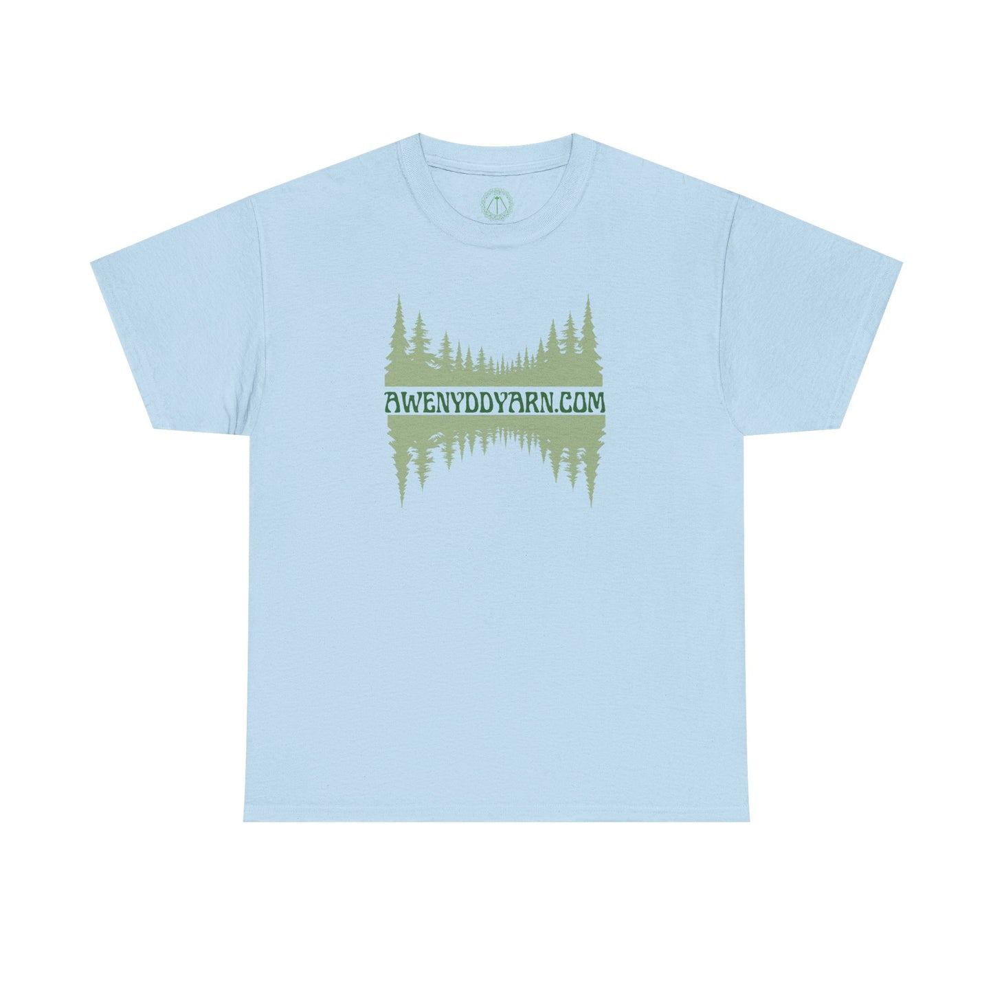 Nature-Inspired Unisex Cotton Tee - Green Awenydd Yarn Design