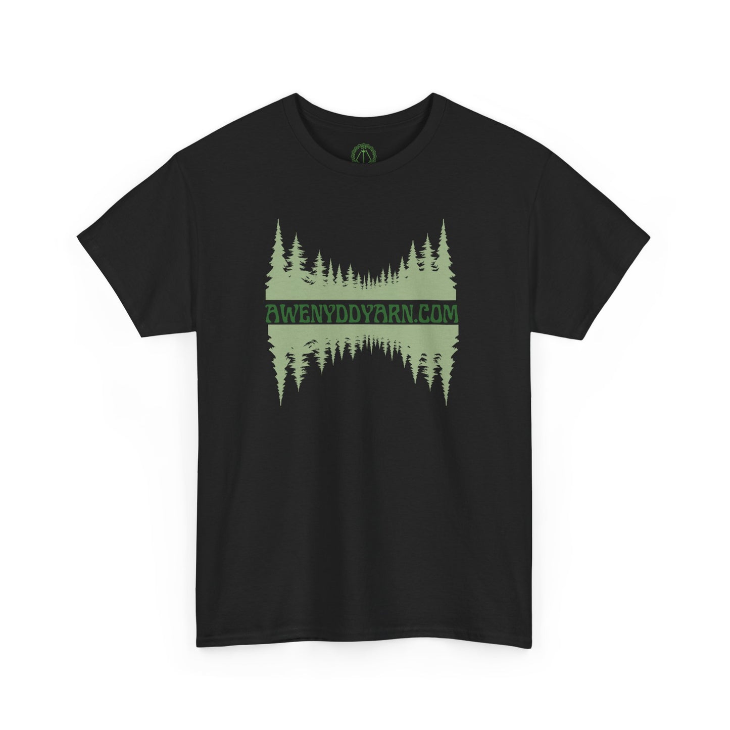 Nature-Inspired Unisex Cotton Tee - Green Awenydd Yarn Design