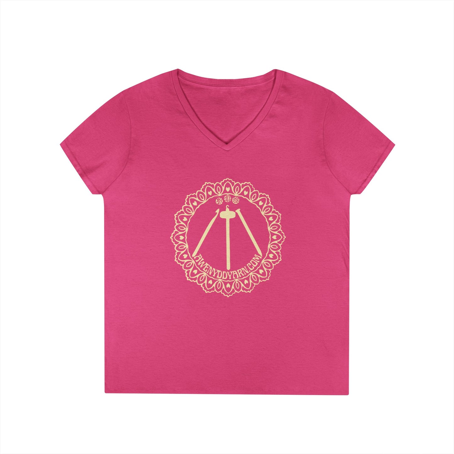 Ladies' V-Neck T-Shirt with Yellow Logo