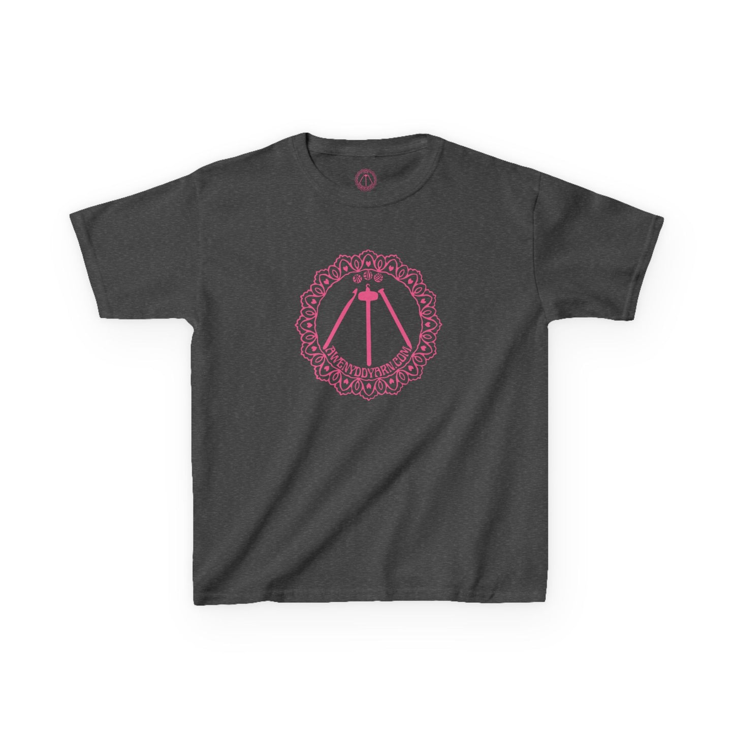 Kids Heavy Cotton Tee - Pink Awenydd Logo