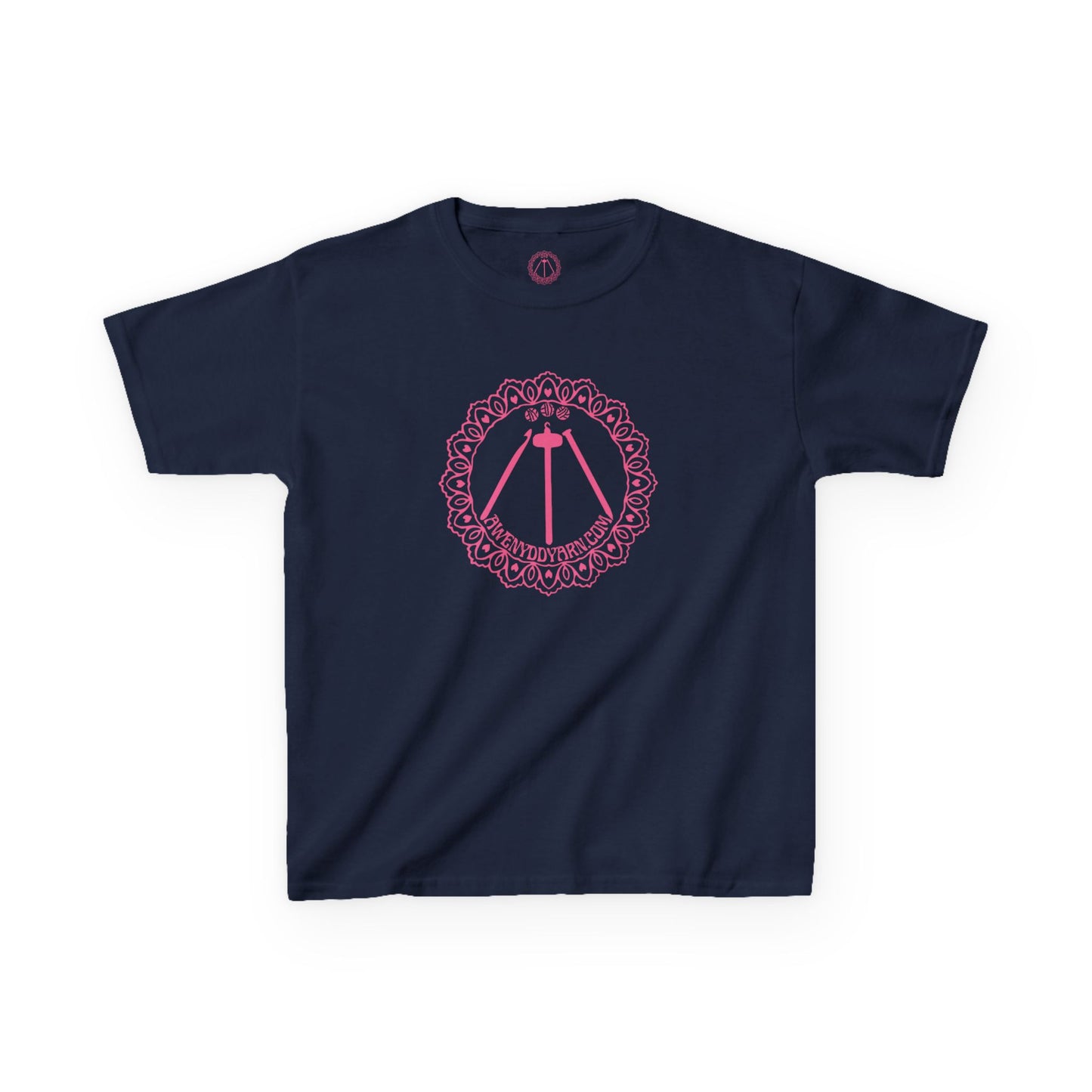 Kids Heavy Cotton Tee - Pink Awenydd Logo